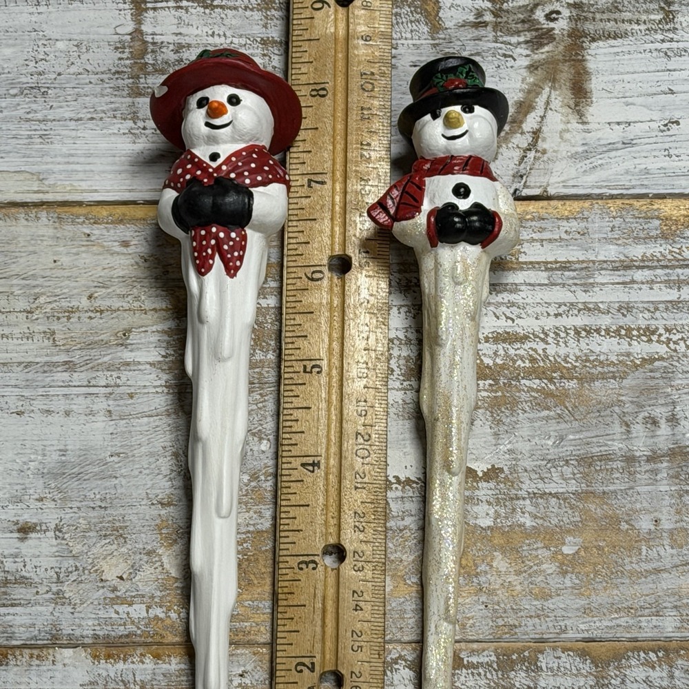 2 Vintage Ceramic Snowmen Icicle Ornaments - Picture 5 of 5